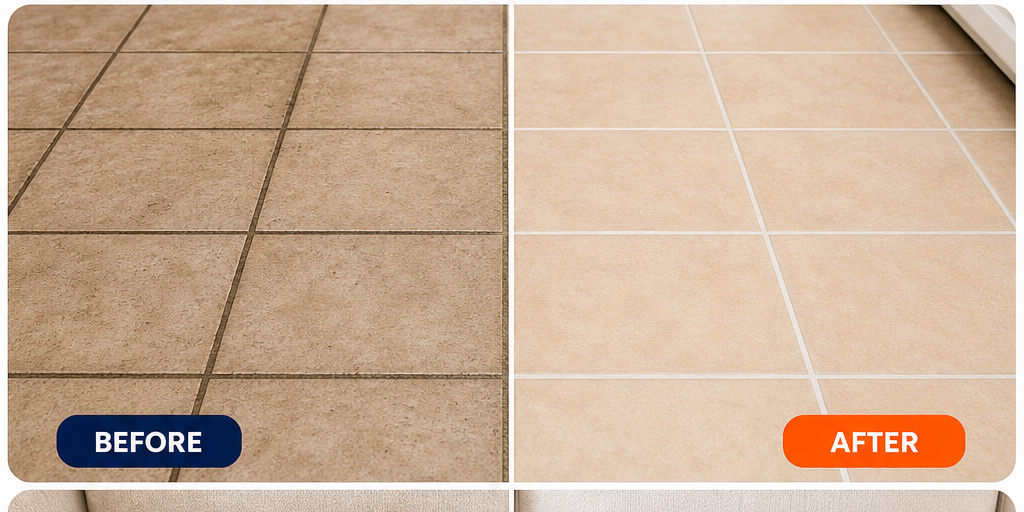Before and after tile and grout cleaning results